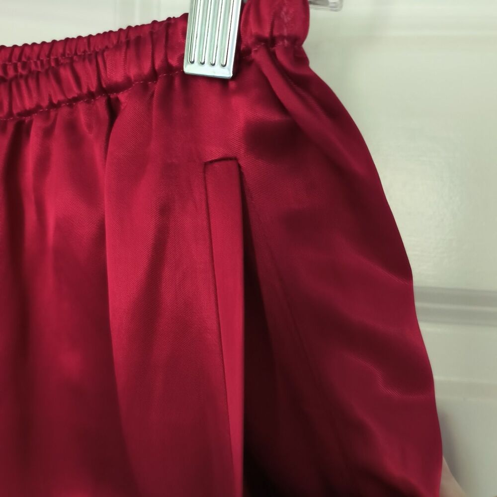 J. Crew Cosmo Satin Pants Women S Red Wide Leg Evening Holiday Party Gala Lounge - Picture 6 of 13